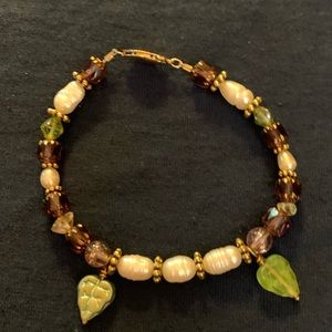 Gemstone Bracelet peridot amethyst pearl NWOT